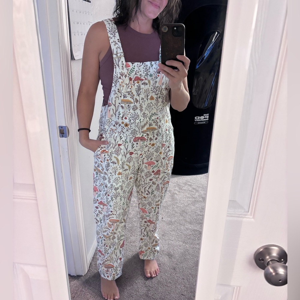 L.A Soul Floral Mushroom Print Women's Overalls Jumpsuit